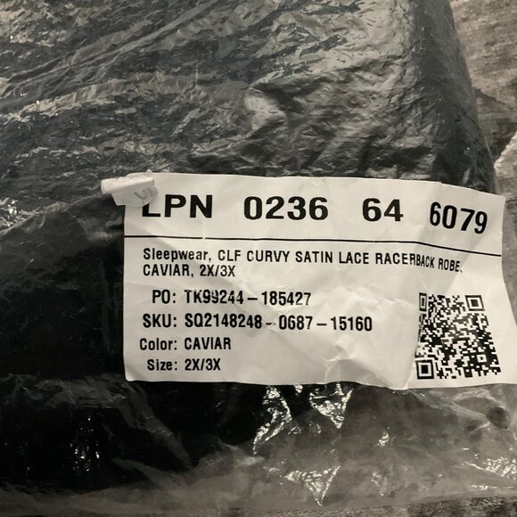 Savage X Fenty Black Racerback Lace Detail Satin Robe 2X/3X Sleepwear long new - Picture 5 of 6